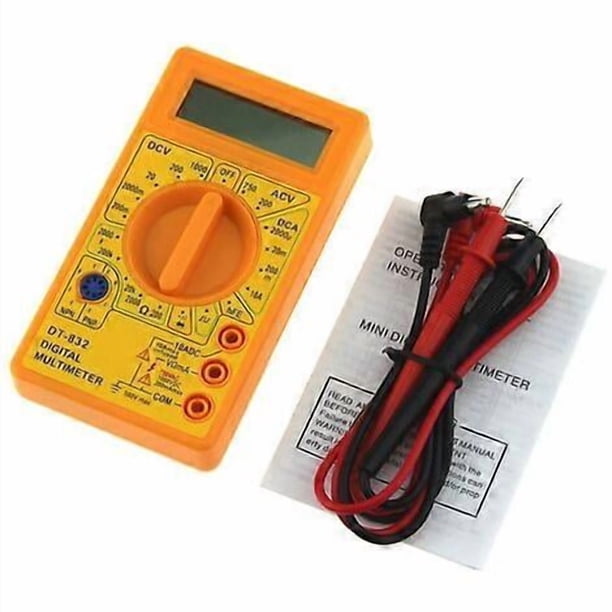 1999 DT-832 Digital Multimeter Counts AC/DC Amps Volt Ohm Tester Voltmeter Ammeter Multimeter Yellow