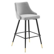 Modway Adorn Performance Velvet Bar Stool in Light Gray
