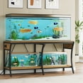 thumbnail image 2 of Condemo 55-90 Gallon Fish Tank Stand with Power Outlets, 2-Tier Aquarium Stand with LED Light Strip & Open Storage Shelves, Heavy Duty Metal Table for Reptile Tank, 1150 LBS Capacity, 2 of 7