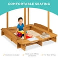 thumbnail image 3 of Best Choice Products Kids Wooden Cabana Sandbox w/ Bench Seats, UV-Resistant Canopy, Sandpit Cover, 2 Buckets - Natural, 3 of 7