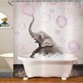 thumbnail image 2 of Cute Shower Curtain Elephant Bathing in Bathtub Blowing Colorful Bubble Funny Waterproof Polyester Fabric Bathroom Curtain for Home Hotel Decor with 12 Hooks 72x84 Inches, 2 of 6