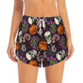 thumbnail image 2 of Susaid Halloween With Skull Print Women's High Waisted Running Shorts Quick Dry Athletic Gym Track Workout Shorts Zip Pocket-XX-Large, 2 of 7