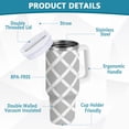 thumbnail image 3 of JSTEL Gray & White Grid 40 oz Tumbler Stainless Steel Water Bottle Vacuum Insulated Cup with Straw Lid & Handle For Travel Car Cup Holder, 3 of 8