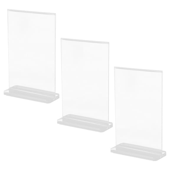 FRCOLOR 3pcs Clear Plastic Double Sided Display Stand Acrylic Table Sign Display Holder for Restaurant Menu Office Show and Wedding