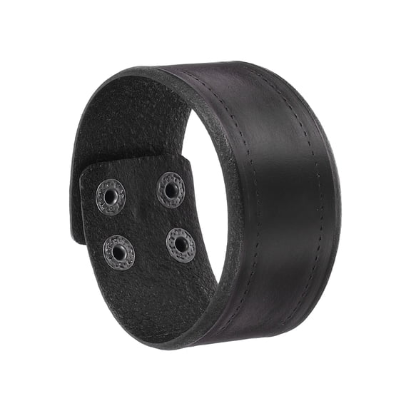 Adjustable Retro Leather Bracelet Blanks 9.1x1.5 Inch Punk Leather Snap Cuff Wristbands Bracelets for DIY Craft Jewelry Making Supplies for Men Women, Black