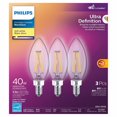 thumbnail image 3 of Philips LED Ultra Definition 40W Chandelier (B11) Medium Base (E26) Soft White WarmGlow Glass Clear 3-Pack, 3 of 5