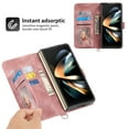 thumbnail image 6 of SaniMore for Samsung Galaxy Z Fold 4 Magnetic Flip Wallet Case with Cross Body Strap, PU Leather Case with Card Slot & Multi-Angle Kickstand Shockproof Protective Case for Girls Ladies, Pink, 6 of 8
