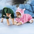thumbnail image 4 of Juego de 2 piezas, ropa de navidad, ropa de gato, diseño de cerdo rosa, ropa de dinosaurio para mascotas, ropa de capucha térmica para cachorros y gatitos (grande), 4 of 5