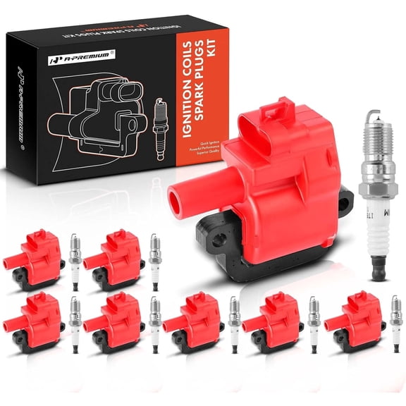 A-Premium Ignition Coils and Spark Plugs Kits Compatible with Chevrolet Camaro 1998-2002, Corvette 1997-2004 & Cadillac CTS 2004-2005 & Pontiac Firebird 1998-2002, GTO 2004, 5.7L 8-PC Set