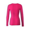 thumbnail image 3 of Bozzolo Women's RT1201 Basic V-Neck Long Sleeve T Shirt Top D.Fuchsia M, 3 of 3