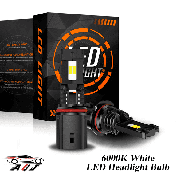 HB5/9007 LED Headlight Bulbs Hi/Low Beam, 100,000LM 600% Ultra-Bright Bulb, 6000K White, 500% Brightness with Fan, Plug-N-Play, CANbus Ready, pack of 2