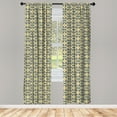 thumbnail image 2 of Ambesonne Victorian Curtains, Repetitive Flowerlike Art, Pair of 28"x95", Dark Mustard and Dark Mauve, 2 of 4