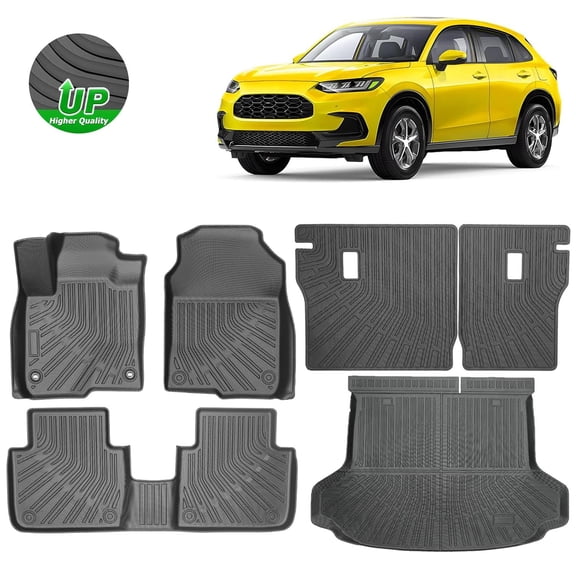 FLYMOTOR Car Floor Mats & Cargo Liner for Honda HR-V 2023-2025,All Weather Protection TPE Rubber Full Set Floor Liners & Trunk Mat for 2025 HR-V Accessories,Black