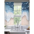 thumbnail image 2 of Blue Beige Sheer Curtains for Living Room Bedroom, Light-filtering Sheer Curtain, Ombre Ocean Abstract Sea Wave Beach Sand Rod Pocket Voile Window Treatment Drapes, 52’’Wx63’’L, 2 Panels Set, 2 of 7