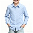 thumbnail image 3 of Boys Long Sleeve Dress Shirts Kids Classic Collared Button-Down Shirt School Uniform Shirts Sky Blue,13-14 Years, 3 of 6