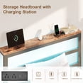 thumbnail image 4 of E-motie Twin Size Bed Frame with Storage Headboard, Heavy Duty Platform Bed Frame with Charging Station and LED Light, Easy to Assemble, No Box Spring Required, Black, 4 of 8