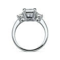 thumbnail image 4 of BERRICLE Sterling Silver 3-Stone Wedding Engagement Rings 2.6 Carat Emerald Cut Cubic Zirconia CZ Promise Ring for Women, Rhodium Plated Size 8.5, 4 of 12