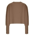 thumbnail image 5 of Puntoco Tops Blouses for women Clearance Women's V Neck Cable Knit Sweater Long Sleeve Ribbed Crop Tops Wrap Surplice Solid Casual Pullover Jumper Brown 14(XXXL), 5 of 6
