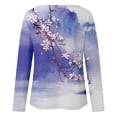 thumbnail image 5 of IROINNID Ladies Long Sleeve T Shirts Crewneck Floral Flower Print Pullover Tops Blouse,Purple, 5 of 5