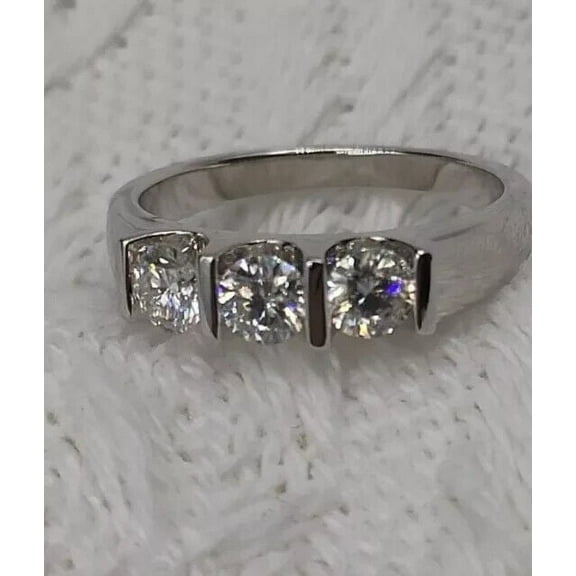 2.00Ct Round Cut Lab-Created Diamond ThreeStone Engagement Ring In 14K White Gold Plated