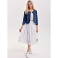 thumbnail image 3 of DARING DIVA Women's Collarless Cardigan 3/4 Sleeve Jean Jacket XL Dark Blue, 3 of 7