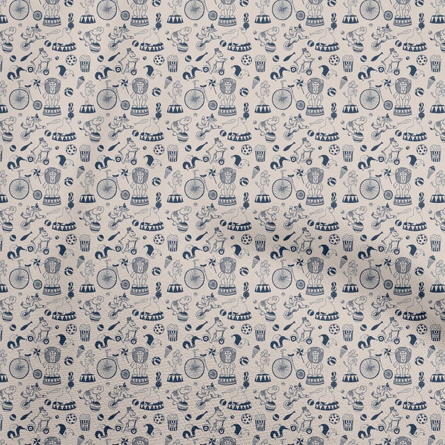 oneOone Cotton Flex Beige Fabric Circus Craft Projects Decor Fabric Printed By The Yard 40 Inch Wide