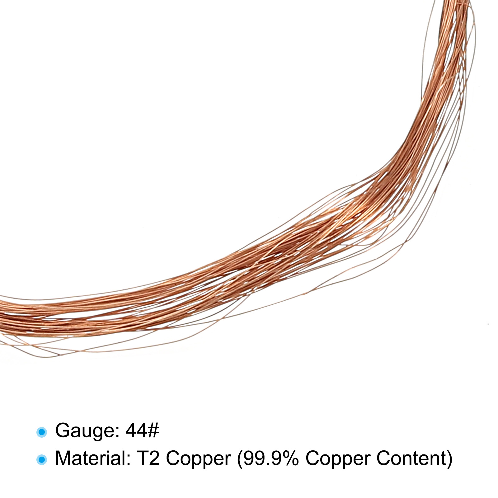 Uxcell 33 Feet Solid Bare Copper Wire 44 Gauge 99.9% Pure Copper Wire 0.05mm Dia Soft Beading Wire for Garden Branches