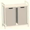 thumbnail image 3 of 2-Compartment Laundry Hamper & Sorter with Removable Bags, Foldable Shelf, 24.2 Gal (92L) Capacity, Sturdy Metal Frame, for Home，Laundry Room, White & Gray, 3 of 7