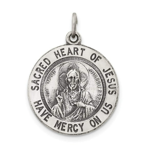 FJC Finejewelers Sterling Silver Sacred Heart Of Jesus Medal Pendant Necklace - Chain Included