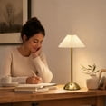 thumbnail image 7 of Miwamany Bedside Touch Cordless Lamp, Pleated Shade LED Rechargeable Table Lamp with Wooden Base Light for Bedroom, Desk, Nursery, Living Room, 7 of 7