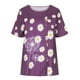 thumbnail image 1 of Blusa informal de cuello redondo para mujer, blusa suelta con estampado de manga corta Pompotops  hfajkhk130100, 1 of 6
