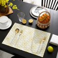 thumbnail image 3 of Yellow Flower Placemats Set of 4, Retro Tribal Art Abstract Monochrome Texture Placemats for Dining Table, Place Mats for Kitchen Tabletop, Waterproof Wipeable Dining Table Mats Set, 3 of 9