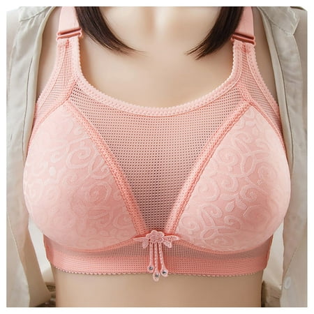 

Plus Size Bras for Women Steel Ring Thin Bra Front Button Breathable Gathers Underwear Comfort Bra