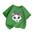 thumbnail image 3 of Baby Girls' Tees Cute Graphic Round Neck Short Sleeve Tee Summer Casual T Shirt Toddler T Shirts Tops Green 7 Years-8 Years, 3 of 5