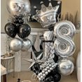 thumbnail image 4 of Globos AIOZX negros y plateados metalizados, 50 unidades, 30 cm, 4 of 8