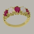 thumbnail image 3 of LBG British Made 10k Yellow Gold Natural Ruby & Opal Womens Eternity Ring - 33 size options - Size 6, 3 of 8
