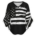thumbnail image 5 of American Flag Vector Women's V-Neck Blouse With 3/4 Ruffled Bell Sleeves Casual Top Ladies Blouses, 5 of 7