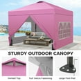 thumbnail image 6 of Wesfital 12x12 Pop Up Canopy with 4 Sidewalls, Portable Outdoor Canopy Tent with Carrying Bag, Adjustable Height, Water-Resistant, UV Protection, Easy Setup Canopy for Events, Parties, Camping, Pink, 6 of 7