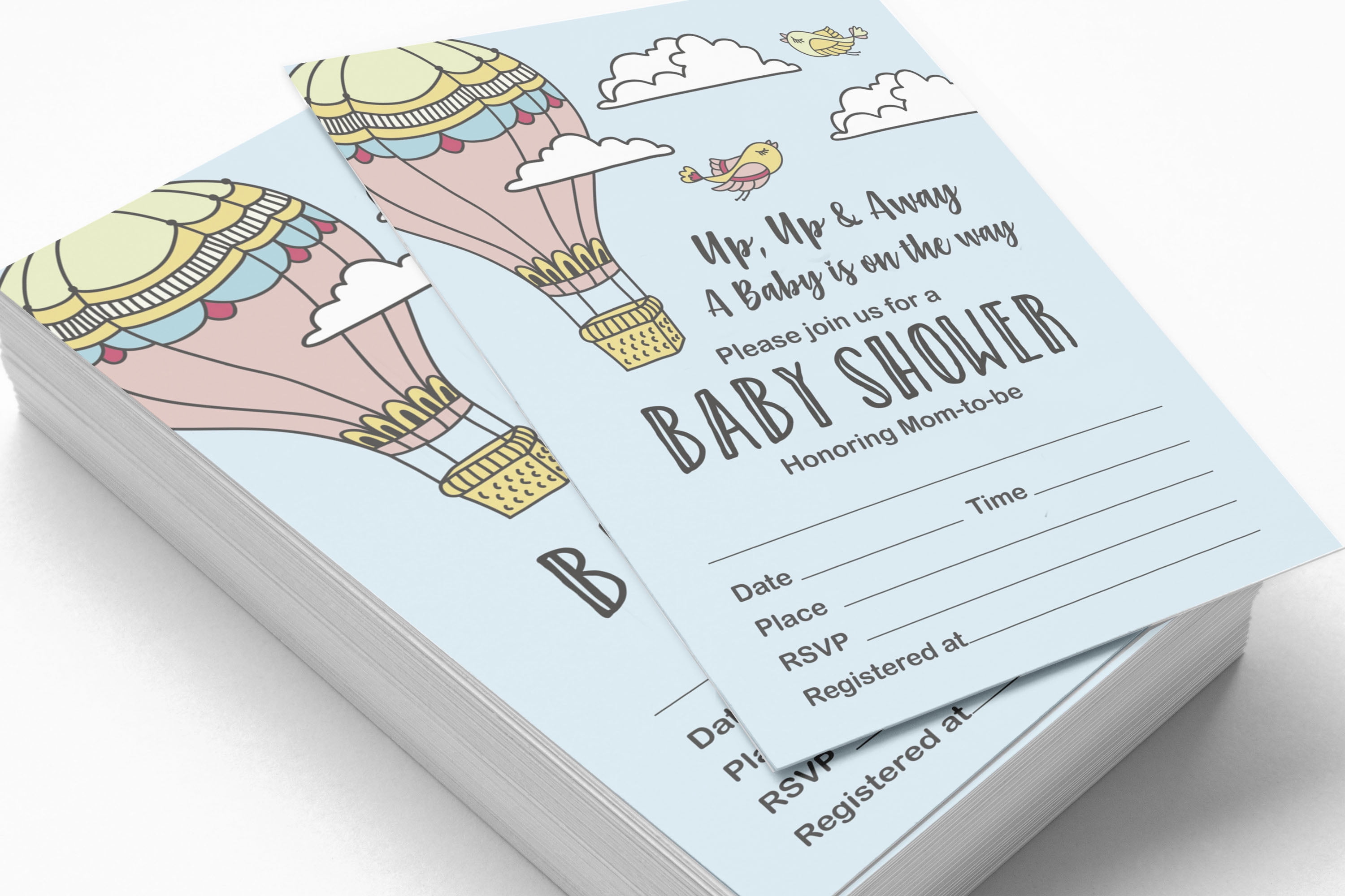 Inkdotpot Set Of 30Gender Neutral Baby Shower Invitations-Diaper Raffle Tickets And Baby Shower Book Request Cards Up Up & Away Baby On The Way invites Its A Boy Its A Girl