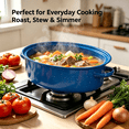 thumbnail image 5 of 16 inch Enamel Oval Roasting Pan with Lid, Roasting Rack & Silicone Accessories Set, Even Heat Distribution for Turkey Chicken Vegetables, Blue, 5 of 6