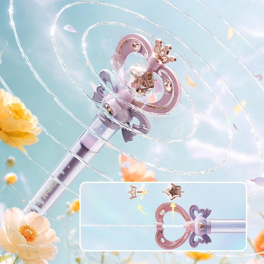 Water Wand, Firework Water Squirter, Summer Gadgets, Pastel Pink Purple Princess Magic, Crown Star Bow Decor Handheld Water Blaster Toy