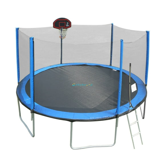 SkyBound 14ft Outdoor Recreational Trampoline with Enclosure Net for Kids and Adults - Blue