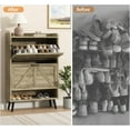 thumbnail image 4 of Shoe Storage Cabinet for Entryway, Set of 2, Hidden Shoe Cabinet with 2 Flip Drawers, Narrow Slim Shoe Cabinet for Hallway, Free Standing Wooden Shoe Organizer Shoe Rack, Rustic Oak, 4 of 16