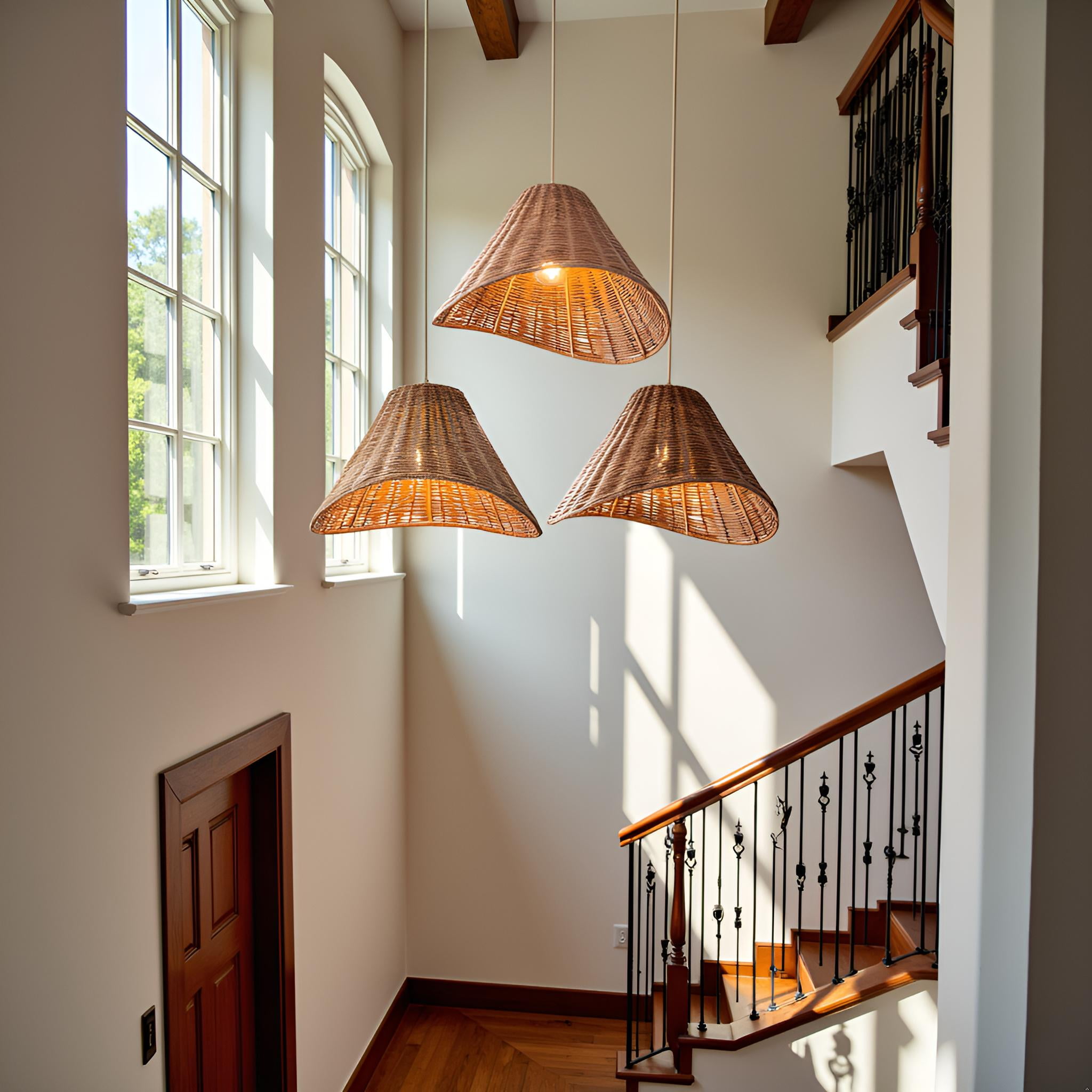 3 Pieces Lamp Shades rattan"Bell"Design  For Pendant Chandeliers  Replacement Shades