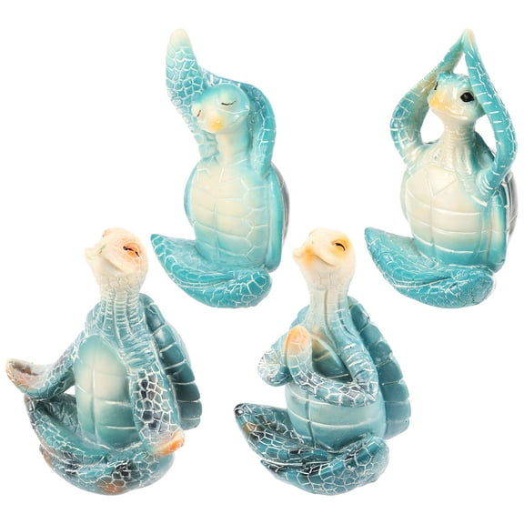 4Pcs Sea Turtle Meditating Yoga Figurines Decor Turtle Statues Zen Yoga Resin Figurines Lifelike Smooth Exquisite Surface for Home Decoration