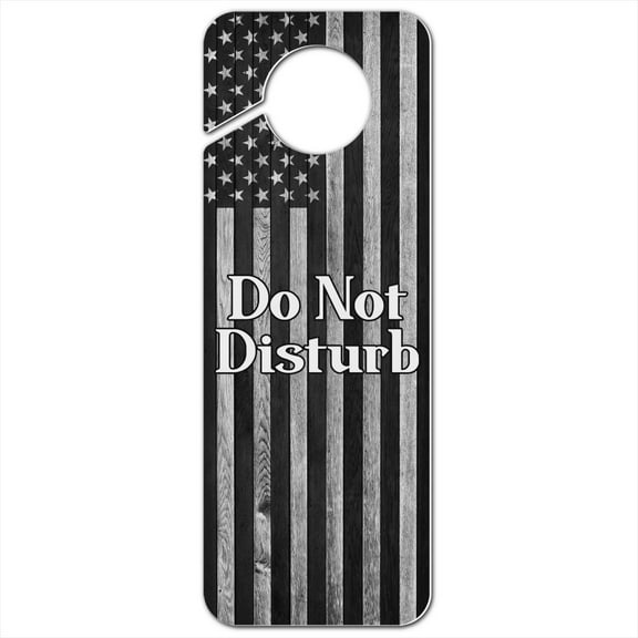 Rustic Subdued American Flag Wood Grain Design Plastic Door Knob Hanger Sign