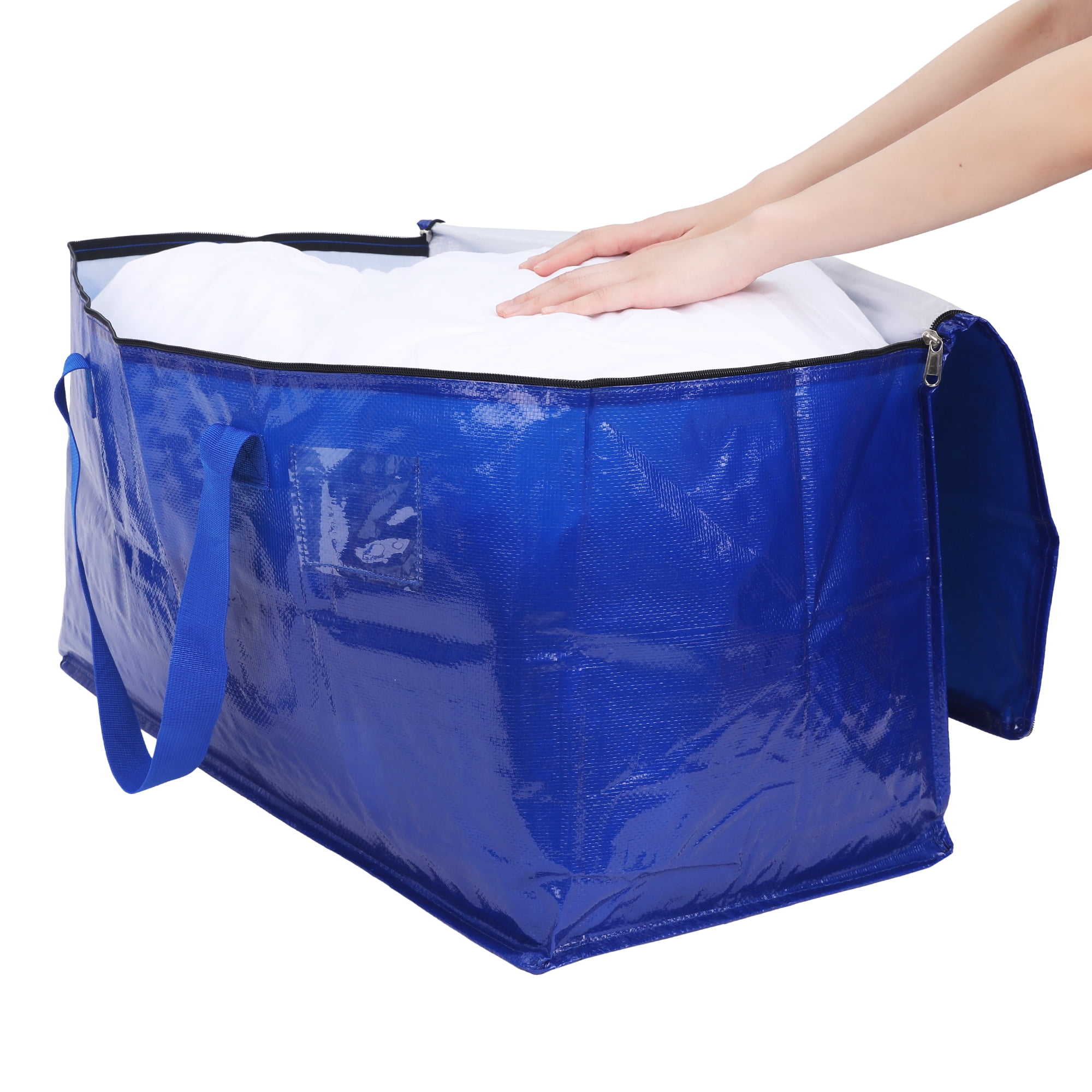 Unique Bargains 4 Packs Clothes Storage Bags Moving Bags Blue 27*14*14in
