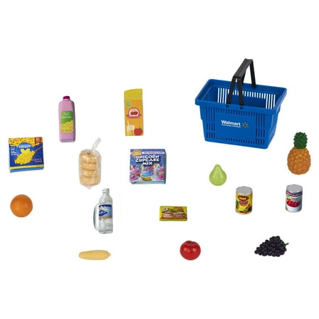 My Life As Miniature Blue Shopping Basket for 18" Dolls, 16 Pieces