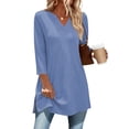 thumbnail image 2 of 3/4 Length Sleeve Womens Tops V Neck Shirts Dressy Casual Fashion Trendy Curved Hem Shirts 2026, 2 of 7