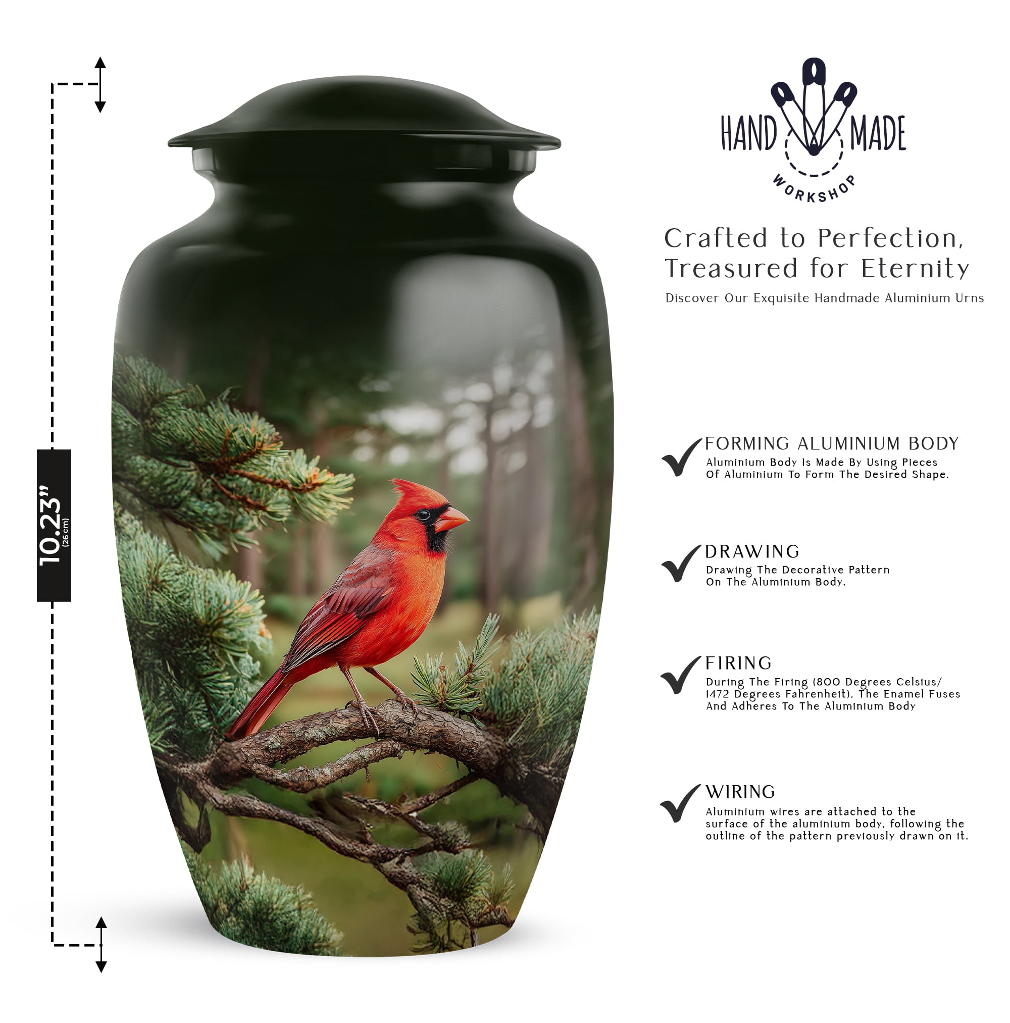 Cardinal Bird Cremation Urn For Mom And Dad - Tree Memorial Urn For Adult - Sunset Funeral Urns For Adult Male - Keepsake Urns For Ashes Set Of 4 And 1 Large (10&3) Inch Combo